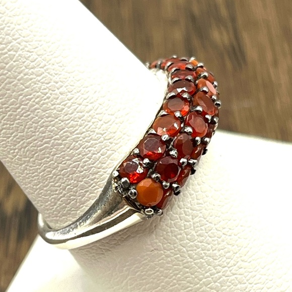 Designer DJoy 925 Sterling Silver Round Garnet Stackable Anniversary Band Ring - Picture 2 of 12